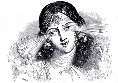 Twarz kobiety o przenikliwych oczach autorstwa Grandville (1803 47)