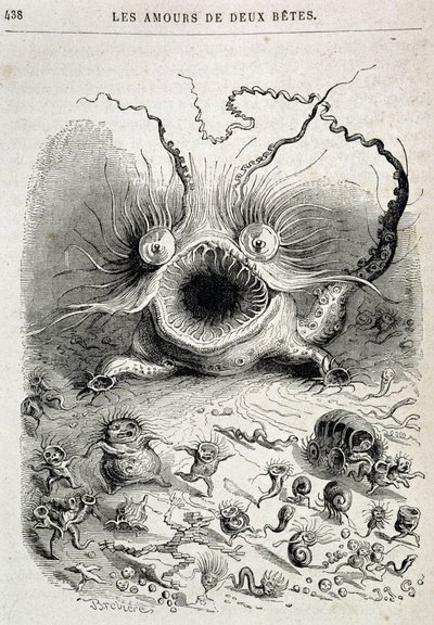 Les amours de deux beêtes (dziwaczny potwór) - w „Zwierzęta namalowane przez siebie: życie prywatne i publiczne zwierząt” Grandville