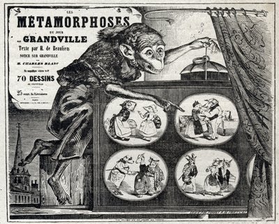Literatura. The Daily Metamorphosis autorstwa karykaturzysty Jeana Jacquesa Grandville