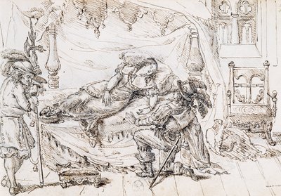 Śpiąca królewna, ilustracja do bajki Charlesa Perraulta (1628-1703), rycina Grandville (1803-1847) autorstwa Grandville