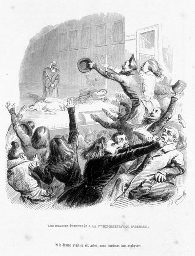 Rzymianie mają pierwszą reprezentację Hernaniego autorstwa Victora Hugo (1830). Rysunek w „”Jerome Paturot w poszukiwaniu pozycji społecznej”” napisany przez Louisa Reybaud autorstwa Grandville