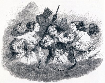 Źle poślubiona (Le mal marie) - Bajki La Fontaine autorstwa Grandville