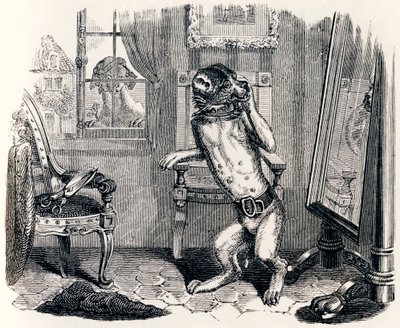 Pies z wyciętymi uszami - Fables by La Fontaine autorstwa Grandville
