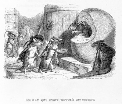 Szczur, który wycofał się ze świata - w „Bajkach” de La Fontaine, chory. wysłana przez Grandville autorstwa Grandville