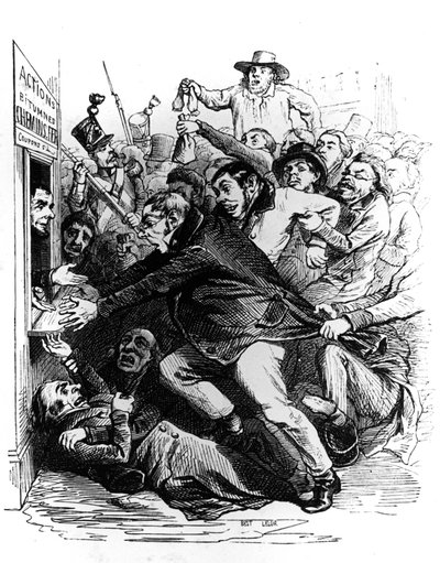 Akcjonariusze, rycina według rysunku Jeana Ignace