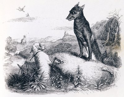 Wilk i baranek - Bajki La Fontaine autorstwa Grandville