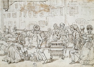 Robotnicy Nancy, rysunek Jean-Jacques Grandville (1803-1847), Francja autorstwa Grandville