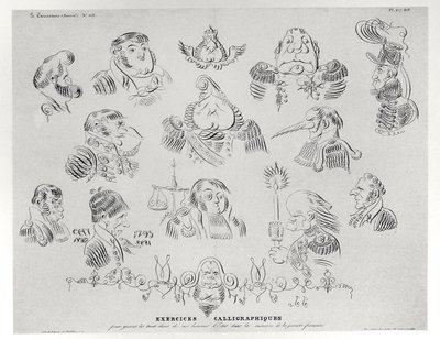 Ćwiczenia kaligraficzne, 1832 autorstwa Grandville