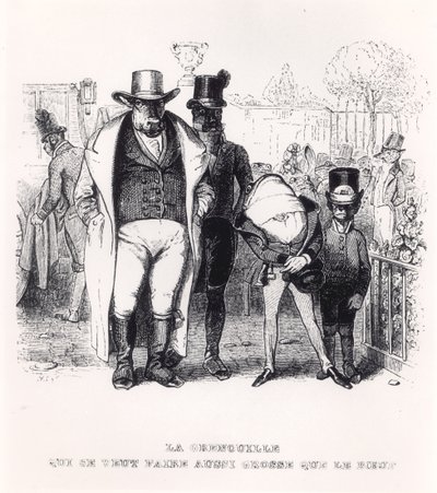 Żaba i wół, ilustracja do „Bajek” La Fontaine (1621-95), wyd. H. Fournier Aine, 1838 autorstwa Grandville