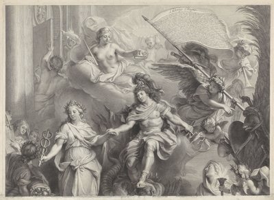 Alegoria władzy Ludwika XIV autorstwa Gérard Edelinck