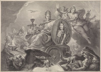 Alegoryczny portret Ludwika XIV, króla Francji autorstwa Gérard Edelinck