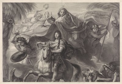 Alegoryczny portret konny Ludwika XIV, króla Francji autorstwa Gérard Edelinck