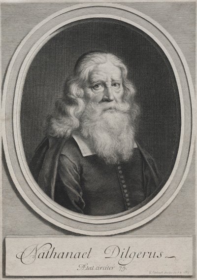 Nathanael Dilgerus, minister Gdańska, 1683. autorstwa Gérard Edelinck