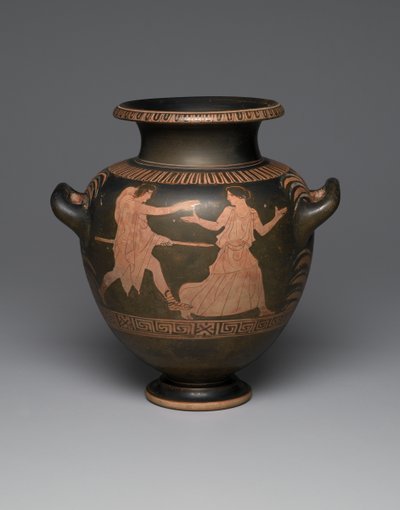 Poddasze czerwonofigurowe stamnos, 440-430 pne (ceramiczne) (patrz także 342003) autorstwa Greek