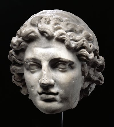 Kolosalna Głowa Aleksandra Wielkiego (356-323 pne) (marmur) autorstwa Greek