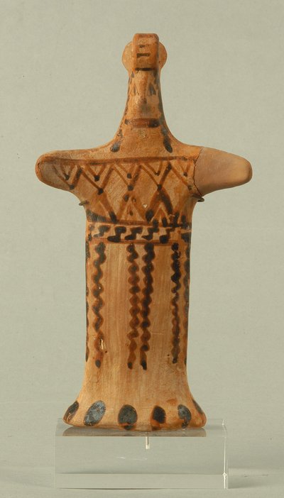 Figurka stojącej kobiety, warsztat beocki, okres archaiczny (malowana glina) autorstwa Greek