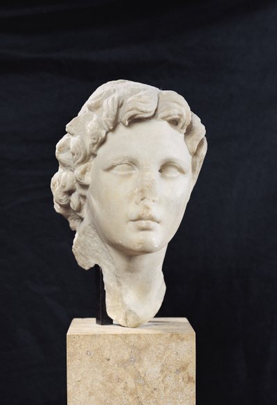 Głowa Aleksandra Wielkiego (356-323 p.n.e.) (marmur) autorstwa Greek