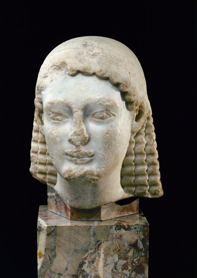 Głowa Kourosa, z Aten, ok. 510 pne (marmur) autorstwa Greek