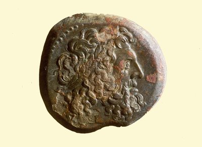 Moneta hellenistyczna z głową Zeusa (metal) autorstwa Greek