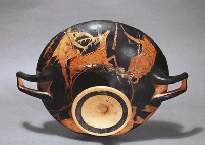 Kylix zdobiony Heraklesem i łanią cerynejską (ceramika) autorstwa Greek