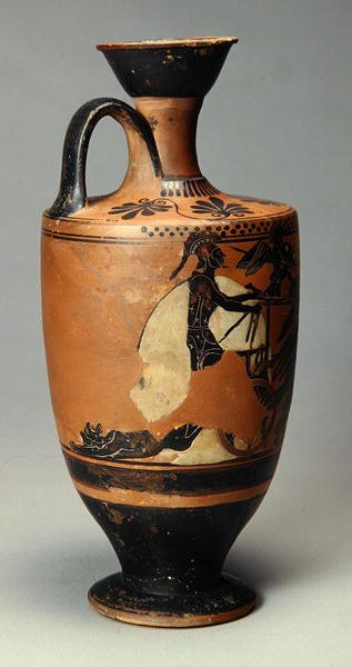 Lekythos z Achillesem i ciałem Hektora, z Aten, 510-500 p.n.e. (ceramika) autorstwa Greek