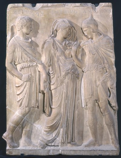 Orfeusz, Eurydyka i Hermes (marmur) autorstwa Greek