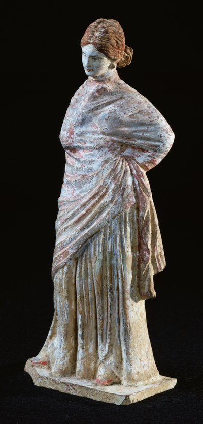 Statuetka kobiety w drapowanym ubraniu, z Tanagry, Beocja autorstwa Greek