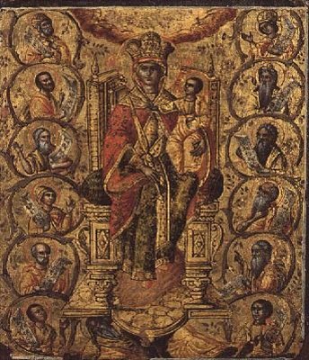 Chrystus w winorośli, część dyptyku z Wysp Jońskich (olej na desce) (zob. także 49491) autorstwa Greek School