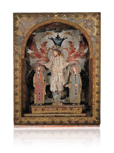 Chrystus na cokole z kryształu górskiego, otoczony przez cesarza Romana II (938-963) i cesarzową Eudoksję (945-949) autorstwa Greek School