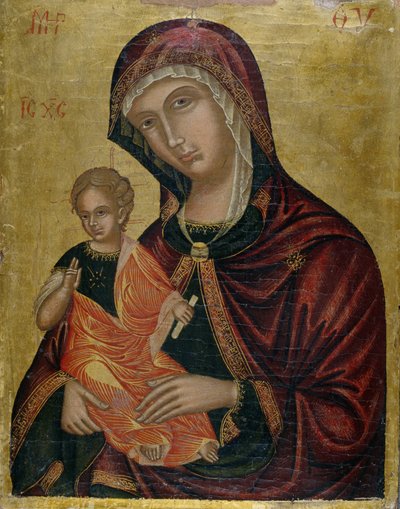 Madonna z Dzieciątkiem, ok. 1600 (tempera na drewnie cedrowym) autorstwa Greek School