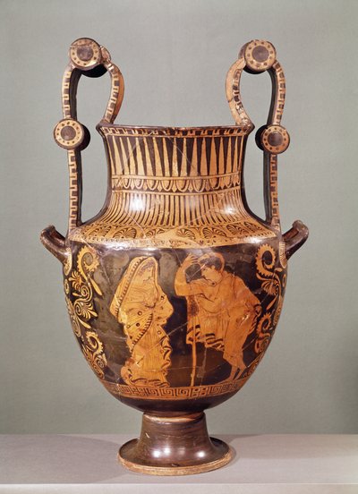 Krater czerwonofigurowy przedstawiający rozmowę efeba z kobietą ubraną w himation, z Beocji (ceramika) autorstwa Greek School