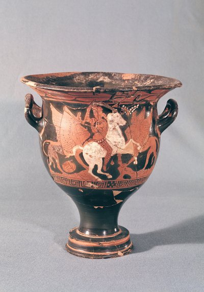 Czerwonofigurowy krater przedstawiający amazonki i gryfy (ceramika) autorstwa Greek School
