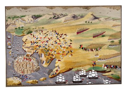 Różne oblężenia Missolonghi i śmierć Lorda Byrona (1788-1824) w 1824 roku z obrazowej historii wojny o niepodległość Grecji autorstwa Greek School