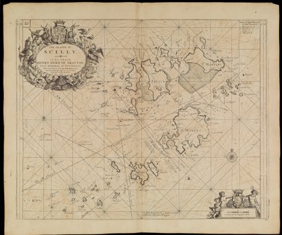 Mapa wysp Scilly, ok. 1693 r. (druk) autorstwa Greenvile Collins
