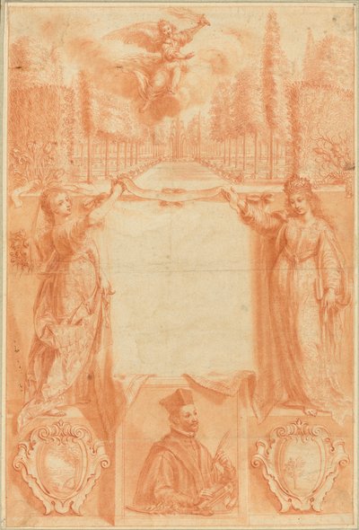 Projekt frontispisu: "Viridarium sacrae ac profanae eruditionis autorstwa Gregoire Huret