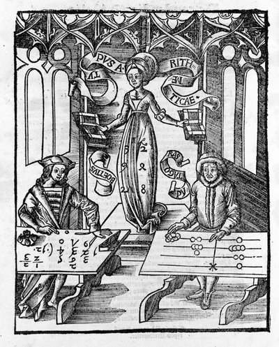 Sztuki wyzwolone: ​​Arytmetyka - w „” Filozoficznej Stokrotce” Gregora Reischa (1467-1525). Bela autorstwa Gregor Reisch
