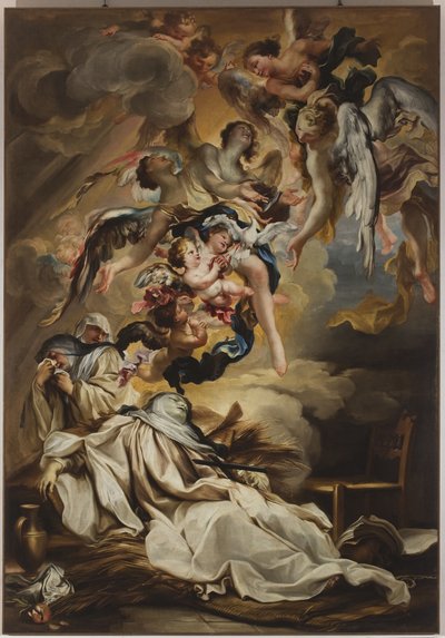 Morte de Santa Escolástica, c.1700 (óleo sobre tela)polonês autorstwa Gregorio De Ferrari