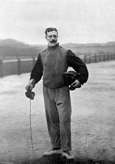 Kapitan Walter Edgeworth-Johnstone z Królewskiego Pułku Irlandzkiego, Aldershot, Hampshire, 1896. autorstwa Gregory and Co
