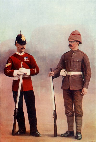 „Kolorowy sierżant i szeregowiec w Khaki, Gloucester Regiment”, 1900. autorstwa Gregory and Co