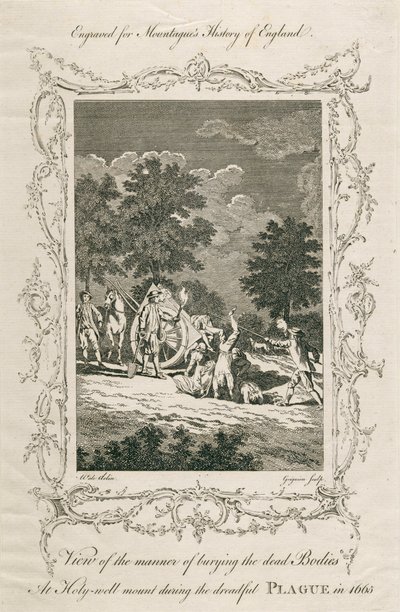 Zakopywanie ofiar dżumy, Holywell Mount, Shoreditch, Londyn, 1665, koniec XVIII wieku autorstwa Grignion