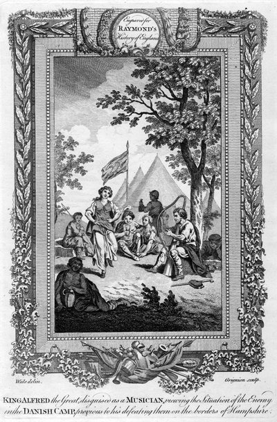 „Król Alfred Wielki w przebraniu muzyka...”, XIX w. autorstwa Grignion