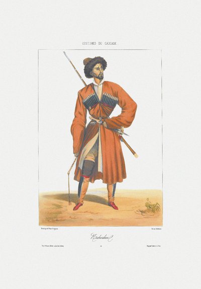 Człowiek kabardyński Od: Sceny, pejzaże, zwyczaje i stroje Kaukazu, 1840 autorstwa Grigori Grigorevich Gagarin
