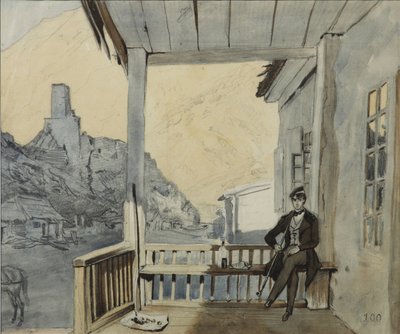 Hrabia Siergiej Wasiljewicz Dolgorukow 1820-1853 na stacji Lars, 1840 autorstwa Grigori Grigorevich Gagarin