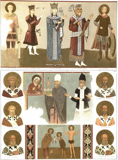 Malowidła ścienne klasztoru Betania z Le Caucase Pittoresque, 1847 autorstwa Grigori Grigorevich Gagarin