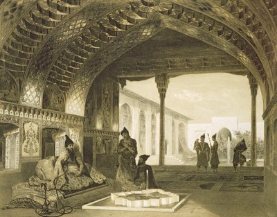 Sala Lustrzana w Pałacu Sardara z Erewania, Armenia, tablica 17 z księgi o Kaukazie, rytowana przez Charlesa Claude