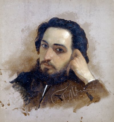 Portret de Vsevolod Mikhailovitch Garchine (1855-1888), ecrivain russe (Portret autora Vsevolod Garshin). Peinture de Grigori (Grigoriy, Grigory) Grigoryevich Myasoyedov (Myasoedov, Miasoedov) (1834-1911) - Huile sur carton - Kisłowodzk, Muzeum N. autorstwa Grigoriy Myasoyedov
