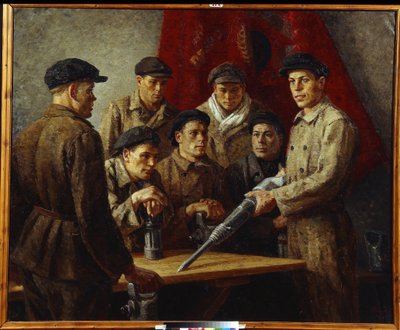 Brygada Stachanowa - ruch stachanowski autorstwa Grigory Grigorievich Ryazhsky