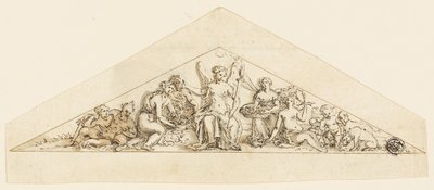 Projekt frontonu budynku Wren autorstwa Grinling Gibbons