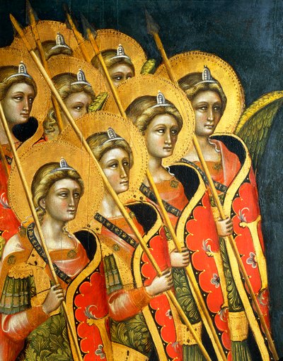 Uzbrojony zespół aniołów, Guariento (aktywny 1338-1367 lub 1370), detal autorstwa Guariento di Arpo