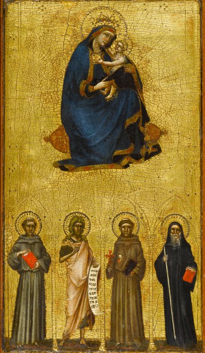 Madonna z Dzieciątkiem ze świętymi, ok. 1360 (tempera i złoty płatek na desce z topoli) autorstwa Guariento di Arpo
